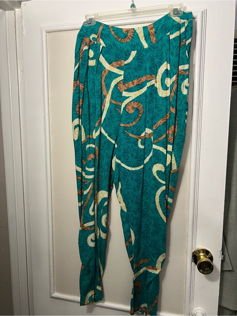 Teal Abstract Print Harem Pants
